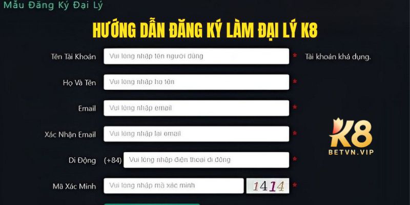 Đại lý K8 - Cơ hội làm giàu nhanh chóng cùng nhà cái K8 4 Các bước để đăng ký làm đại lý của K8